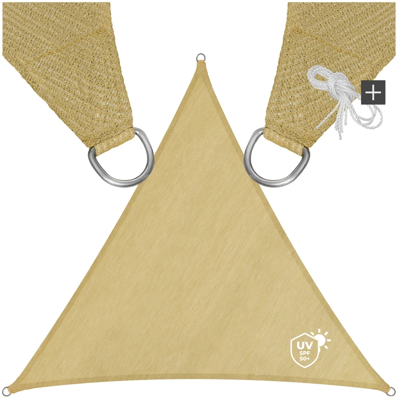 Tectake Triangular Shade Sail, Beige 3.6 x 3.6 x 3.6 m