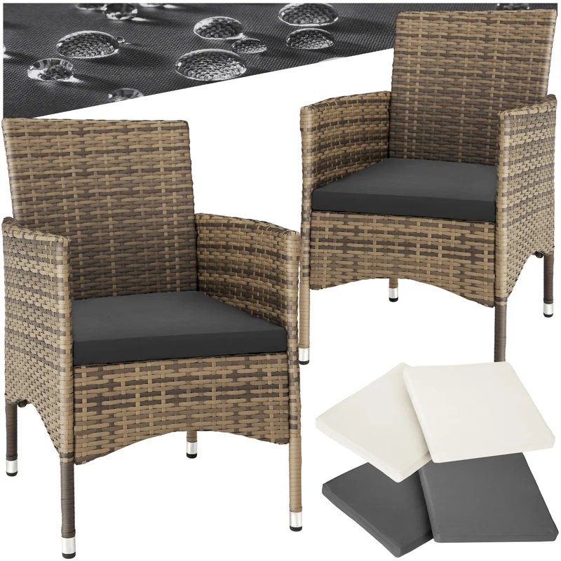 Tectake Nantes Garden Chair Set of 2, Weather & UV-resistant
