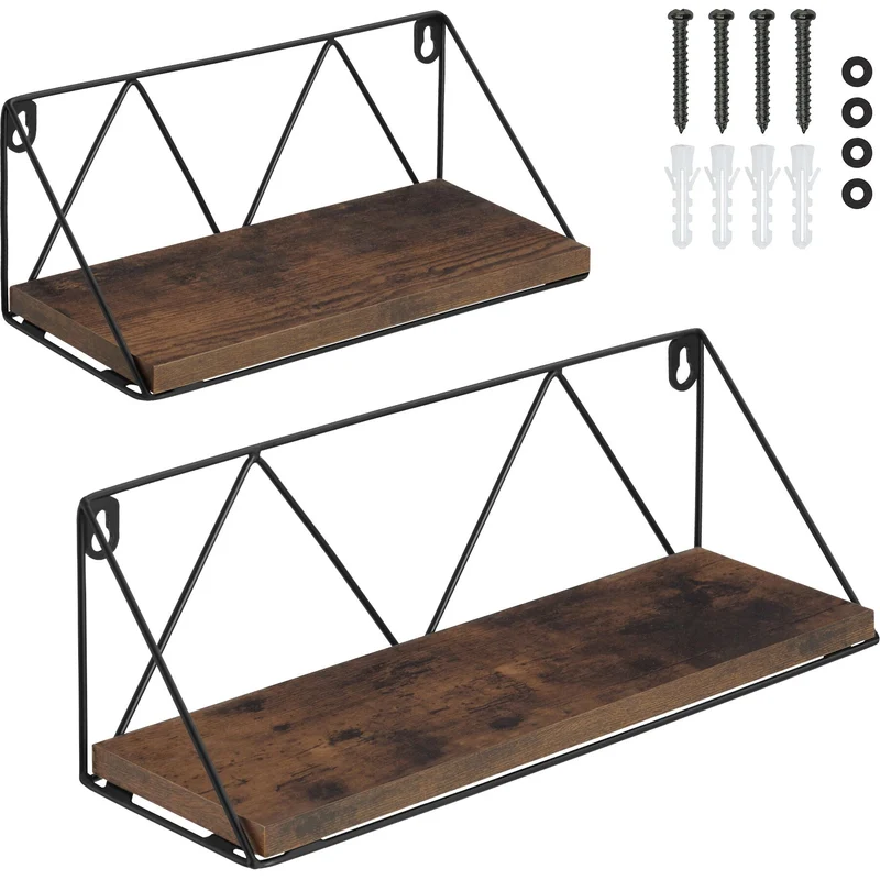 Tectake Wooden Wall Shelves, Set of 2