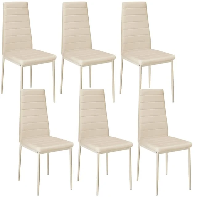 Tectake Thomas Set of 6 Dining Chairs, Light Beige