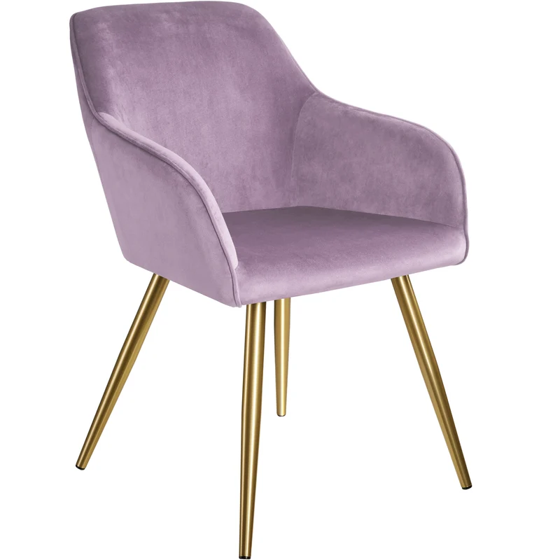 Marilyn Padded Velvet Armchair with Golden Steel Legs, Pink