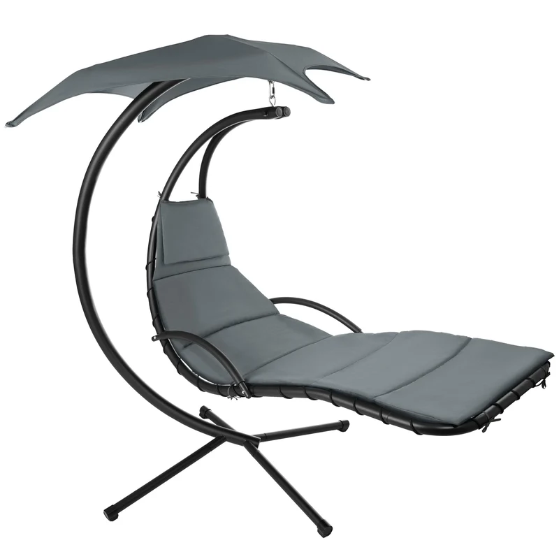 Tectake Kasia Hanging Chair with Sun Canopy, Grey