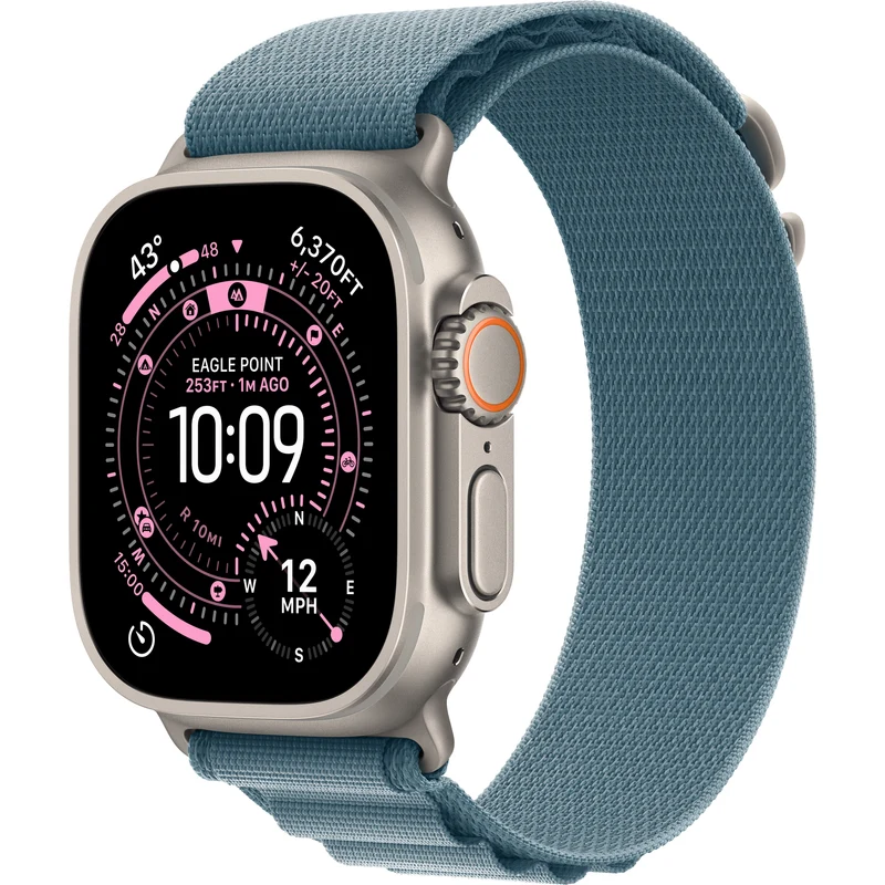 Apple Watch Ultra 3 GPS Cellular 49 mm natural light titanium case and light blue Alpine band medium