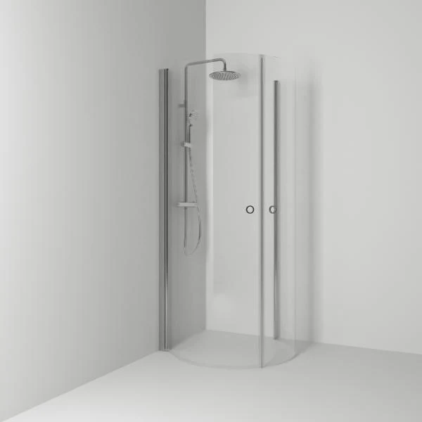 Skoga Round Shower Corner with Matte Aluminum Profile and Clear Glass, 95x80 cm