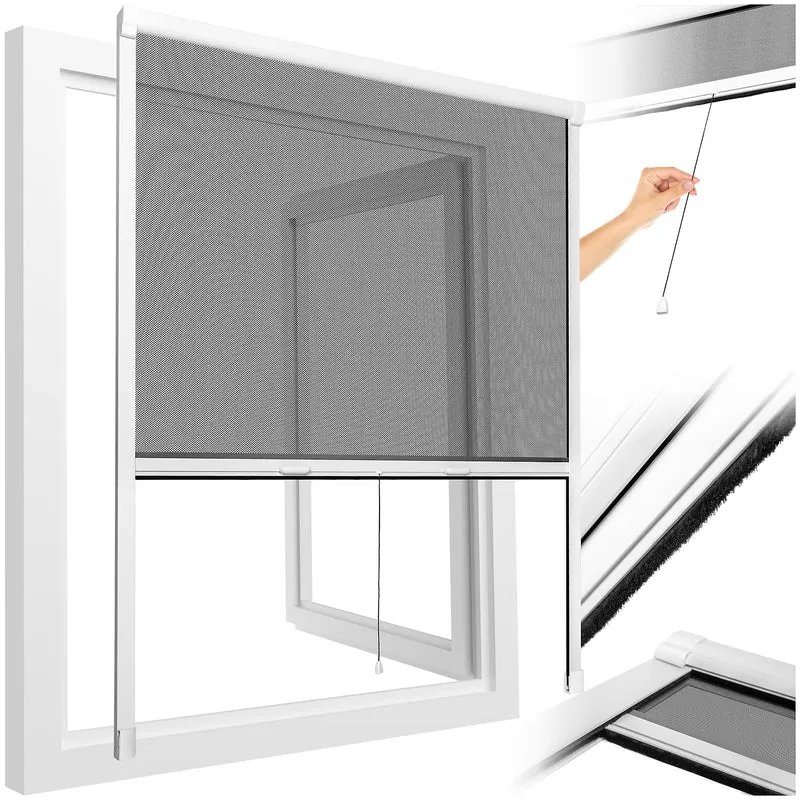 Tectake Fly Screen Roller Blind 130 x 160 cm, White