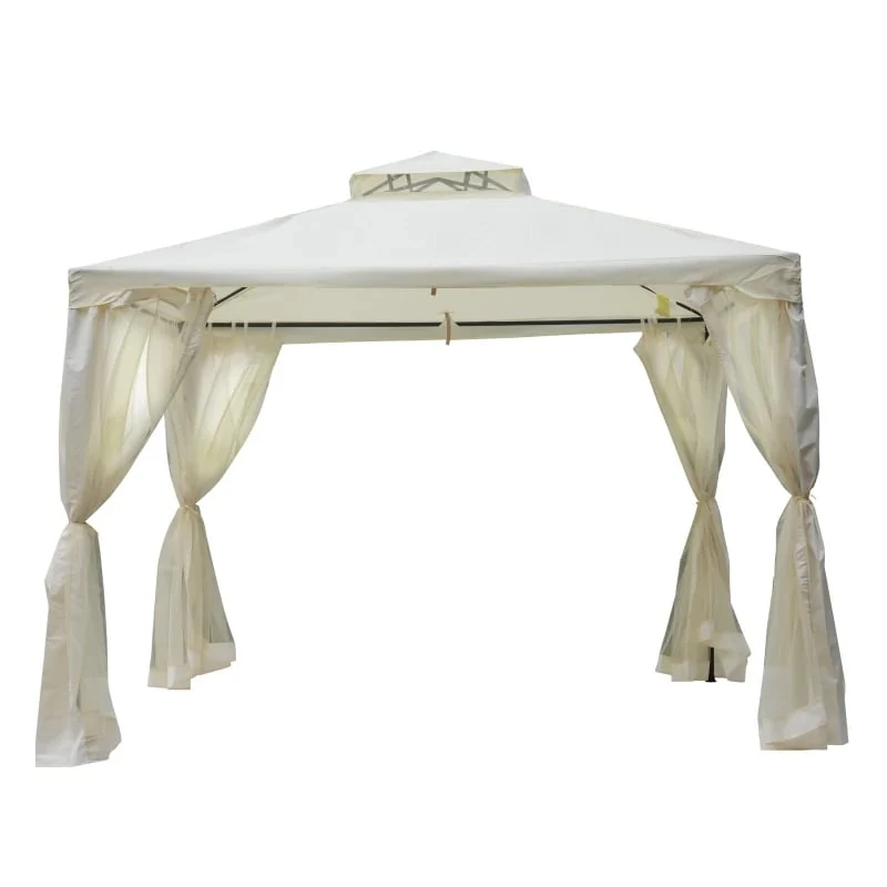 Outsunny 2 Tier Garden Gazebo with Curtains 3000x3000mm, White