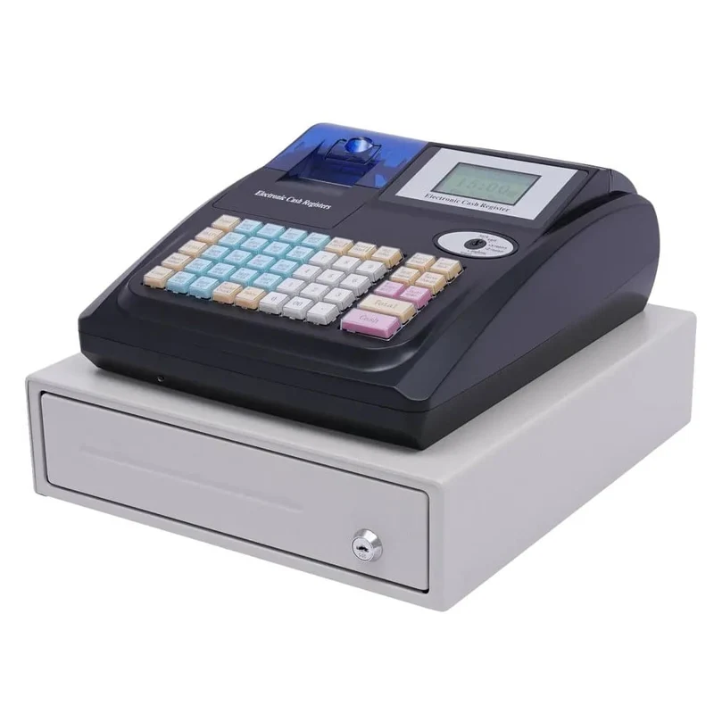 Cash register, dual screen display, multiple payment methods, Black