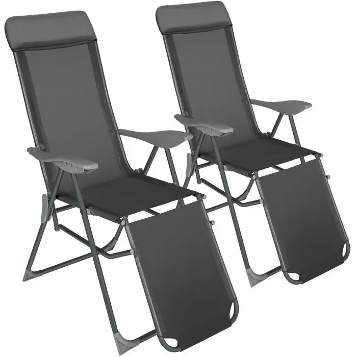 Tectake 2-Pack of Jana Aluminum Garden Chairs, Anthracite