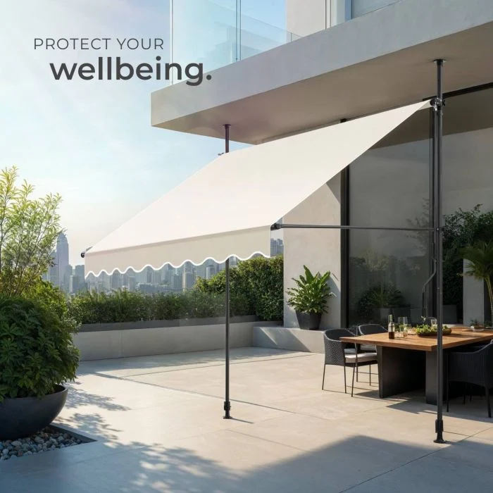 Tectake Stretch Awning, 200 x 180 cm, Beige