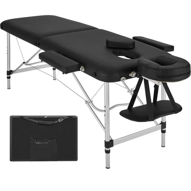 Tectake 2-Zone Aluminum Massage Table with Cushion and Bag