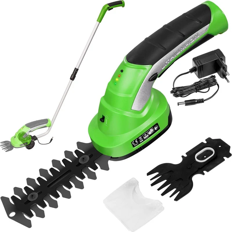 Tectake Cordless Hedge Trimmer & Grass Shears 7.2V, Green