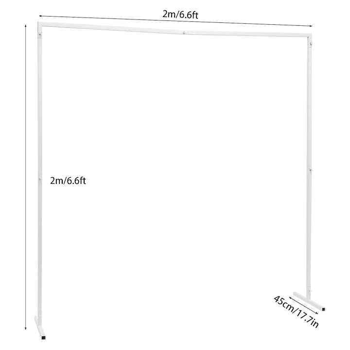 Adjustable Square Arch Wedding Arch Stand, 3.5ft to 6.6ft Height, Sturdy Iron Frame, White