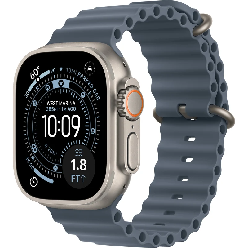 Apple Watch Ultra 3 49mm, Natural Titanium, Blue Ocean Band