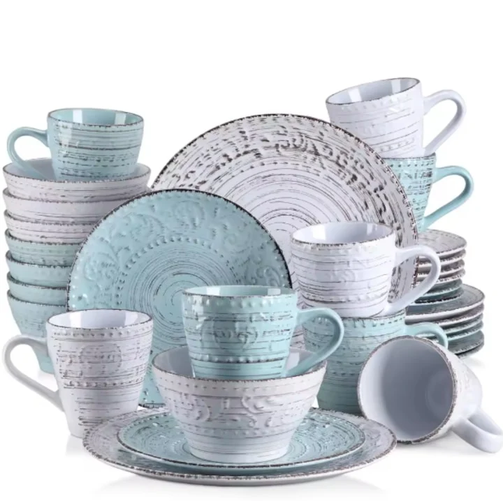 32-piece Dinnerware Set, Durable Ceramic Plates and Bowls for 8 People, Microwave and Oven Safe