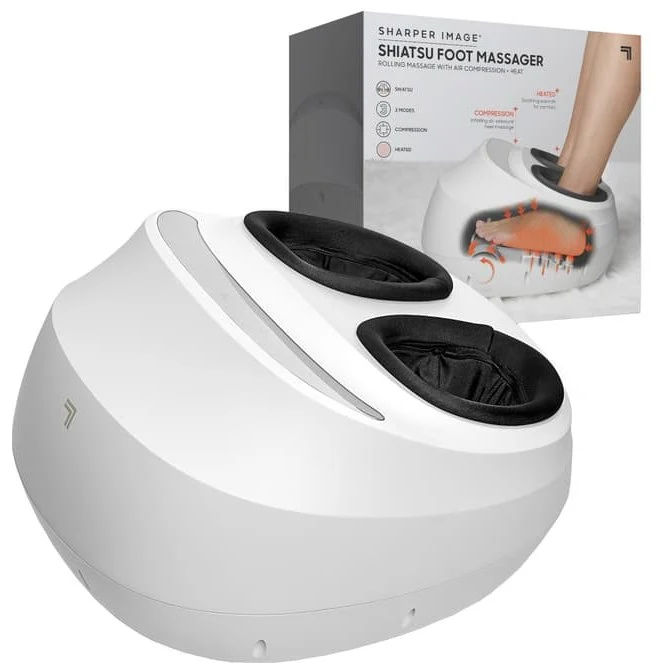 Sharper Image Shiatsu Foot Massager, White/Grey