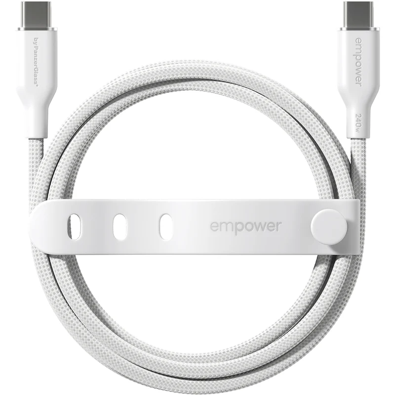 Empower by PanzerGlass Racing 240W USB-C to USB-C Cable USB 2.0, 2M, Silver White