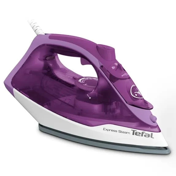 Tefal FV2836 Dry & Steam Iron Ceramic Soleplate 2400 W, Purple, White