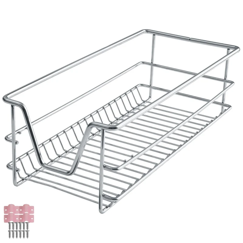 Tectake Grey Drawer with Telescopic Drawer Runners, 14 x 27 x 44cm