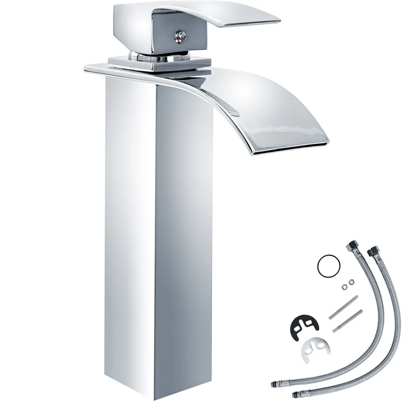 Tectake High Waterfall Mixer Tap, Chrome