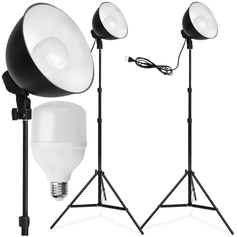 Professional Studio Lights for Digital and Analog Photography 2 pcs, Black
