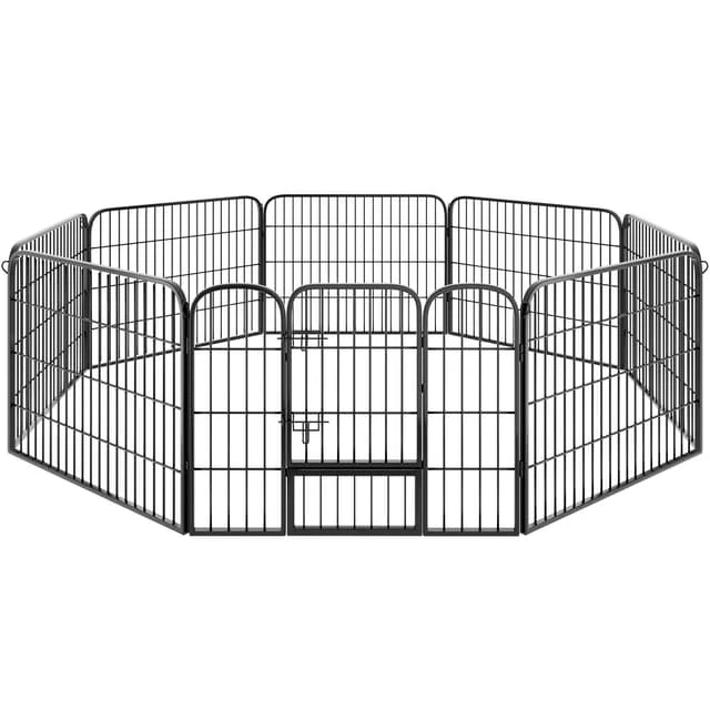 Tectake 8-Section Dog Pen Lisa 154 x 154 x 60 cm, Grey