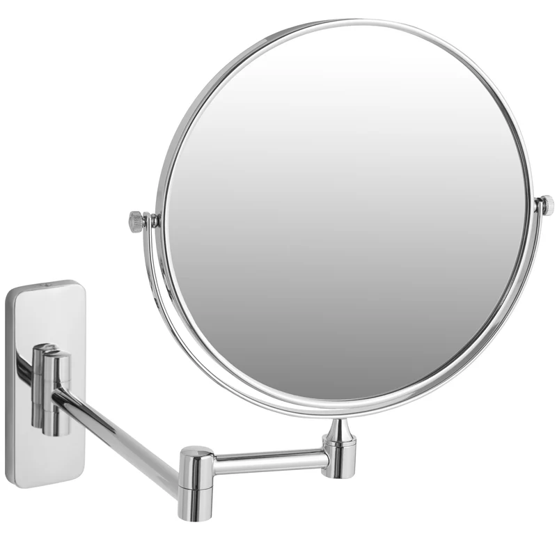 Vanity Mirror, round, double sided, with 10 x magnification, Silver