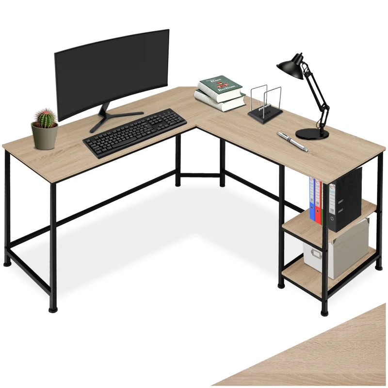 Hamilton corner unit desk 138 cm, Industrial light wood