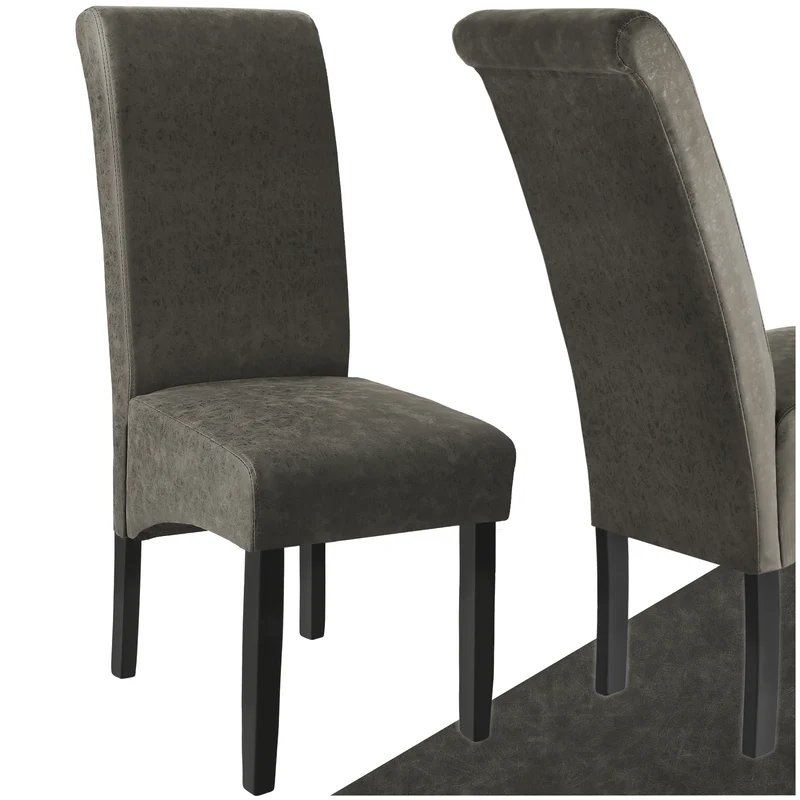 tectake Ergonomic Dining Chair in Robust Wood 45 x 44 x 106 cm, Grey Melange