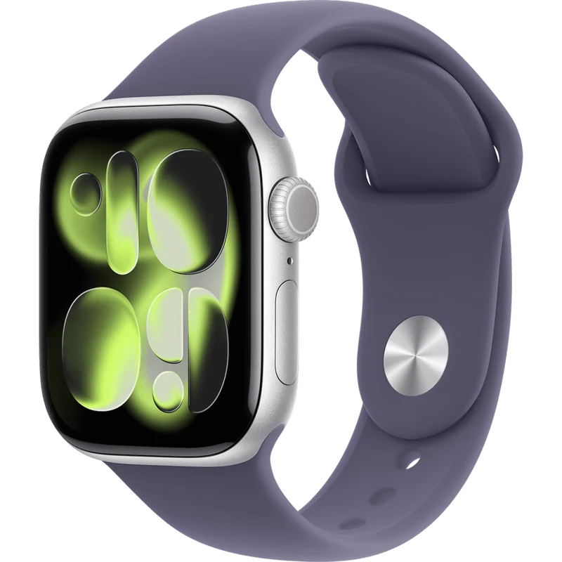 Apple Watch Series 11 GPS 42mm Silver Aluminium Case with Purple Fog Sport Band - S/M