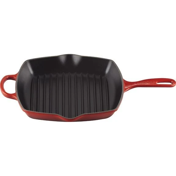 Le Creuset Signature Square Cast Iron Grill Pan, 26 cm, Cerise