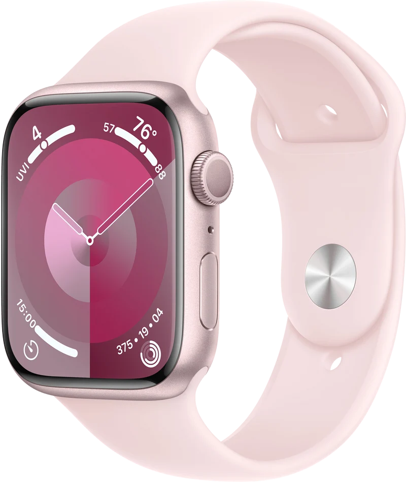 Apple Watch Series 9 (GPS) 45mm Pink Alum Case & Sport Band, S/M