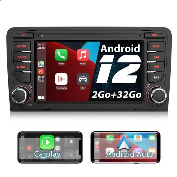 Awesafe Android 12 Car Radio for Audi A3 8P S3 RS3 Sportback (2GB+32GB), 7-inch Touchscreen