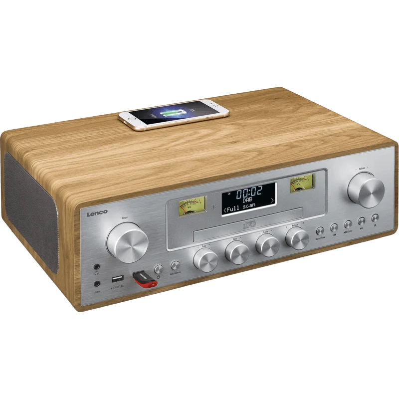 Lenco DAR-281WDSI Stereo Set, Wood Silver