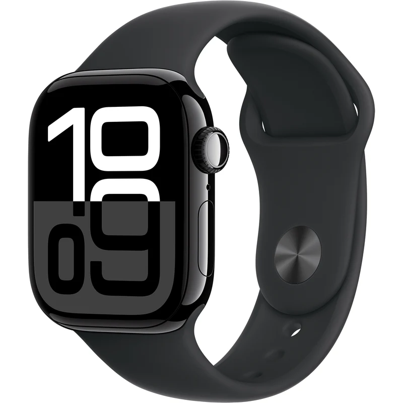 Apple Watch Series 10 (GPS+Cell) 42mm Black Aluminum Case with Sport Band, S/M (MWX63)
