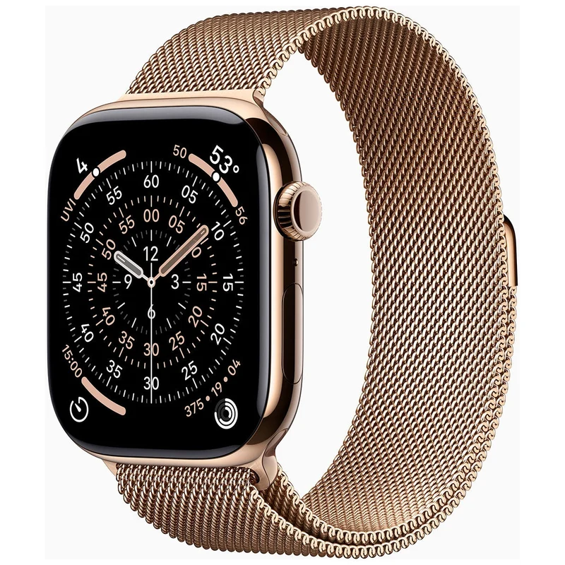 Apple Watch Series 11 GPS+Cell 46mm Gold Titanium Case with Gold Milanese Loop M/L