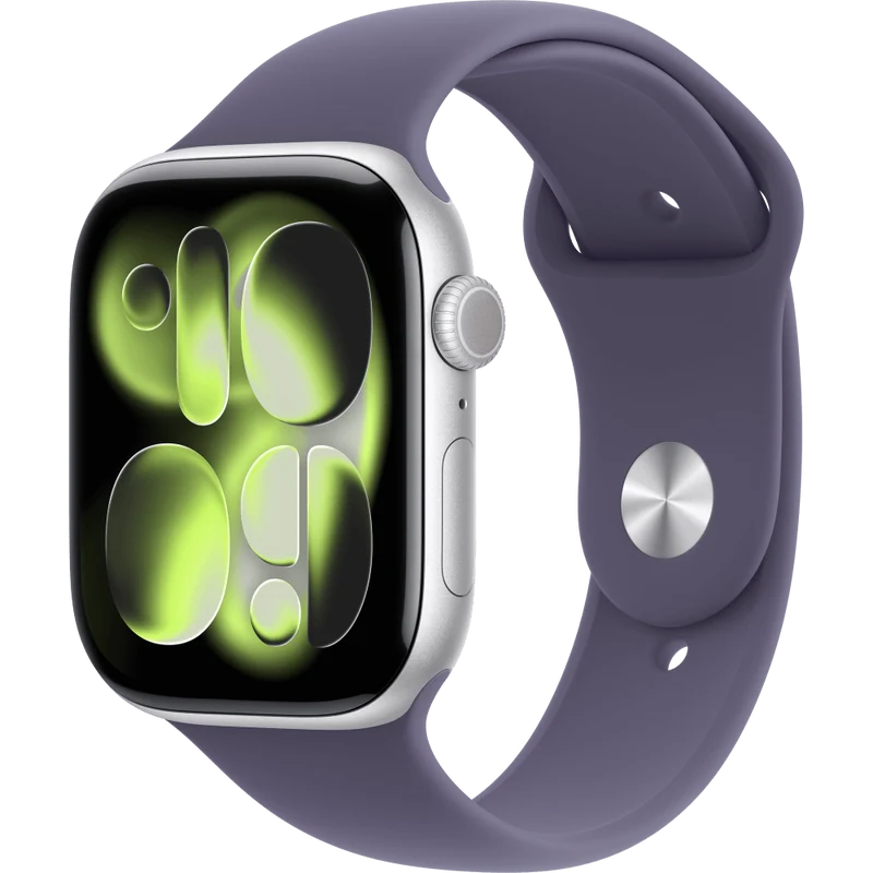 Apple Watch Series 11 (GPS, 46 mm) Silver/Mist Violet Sport Band, M/L