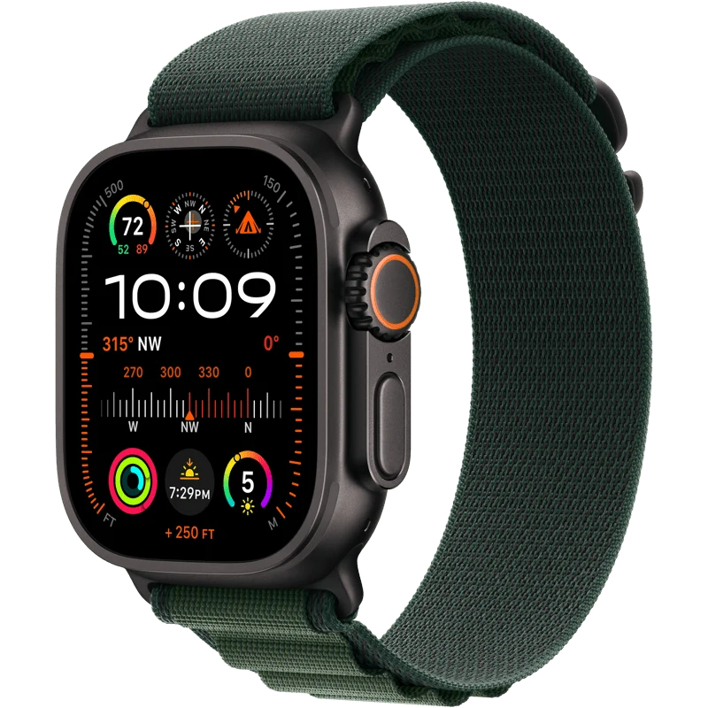 Apple Watch Ultra 2 49mm Black Titanium Dark Green Alpine Loop (S-size)