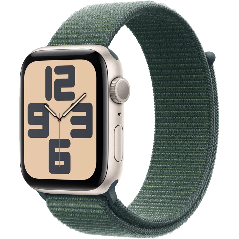 Apple Watch SE (2nd Gen) 44mm GPS with Starlight Alum Case and Green Sport Loop