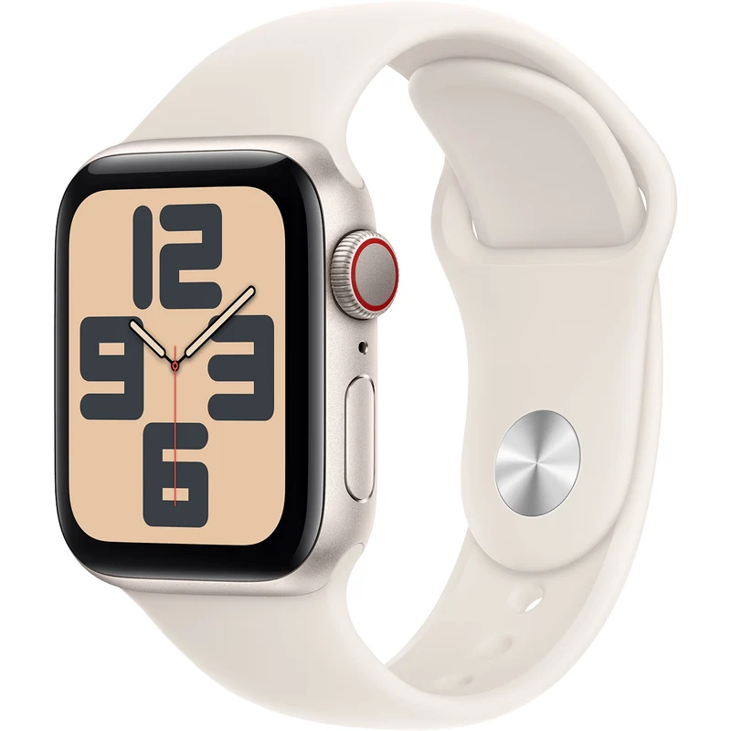 Apple Watch SE (GPS + Cell 40 mm), Aluminum Case with Sport Band, Starlight, S/M