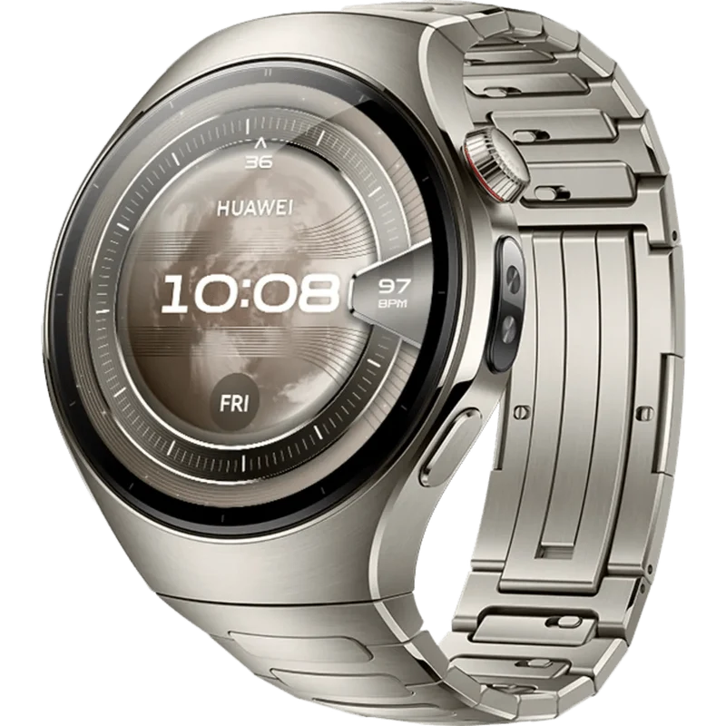 Huawei Watch 5 eSIM Smartwatch, Premium Titanium, 46 mm, Titanium