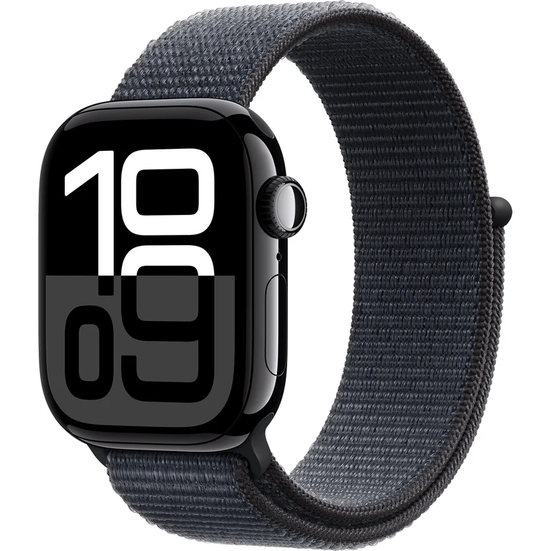 Apple Watch Series 10 (GPS 42 mm), Jet Black Aluminum Case with Ink Sport Loop