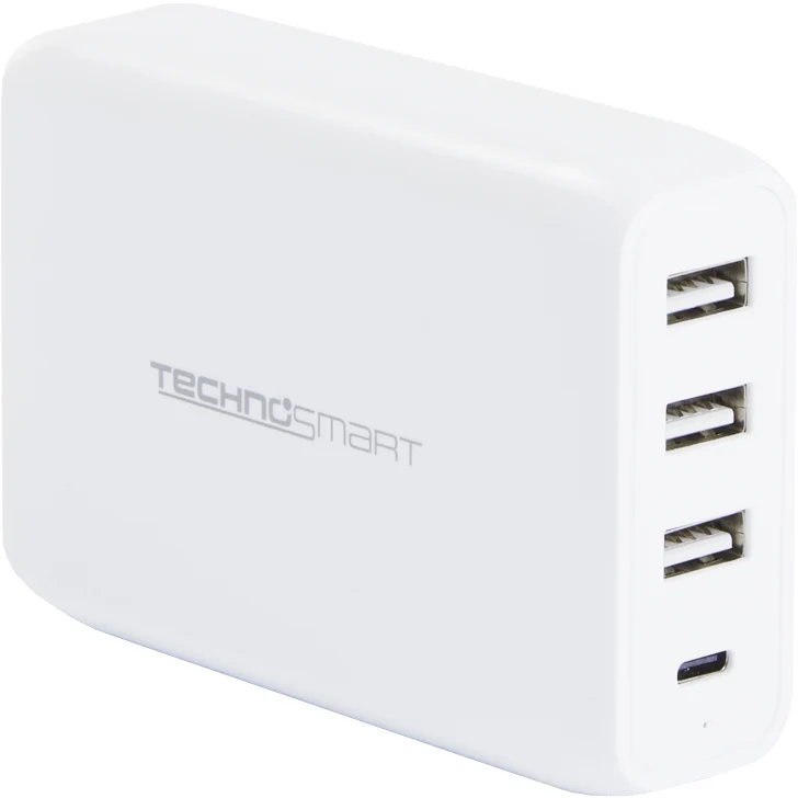 TechnoSmart 4-Port Fast Charger PD QC3.0