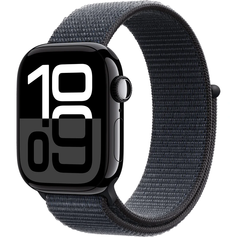 Apple Watch Series 10 (GPS + Cellular 42 mm), Black aluminum case and ink sports band