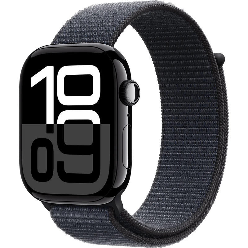 Apple Watch Series 10 GPS, 46 mm, Jet Black Aluminum Case with Ink Sport Loop