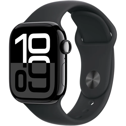 Apple Watch Series 10 (GPS 42mm), S/M, Mirror Black Aluminum Case with Sport Band