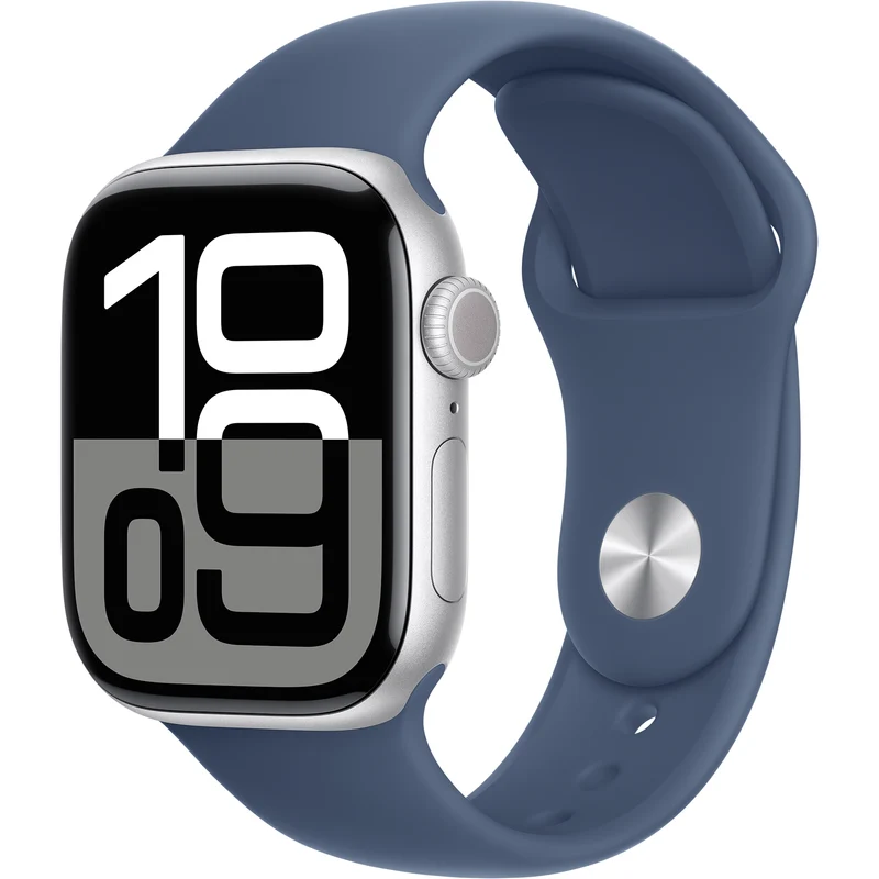 Apple Watch Series 10 GPS, 42mm S/M, Silver with Blue Sport Band