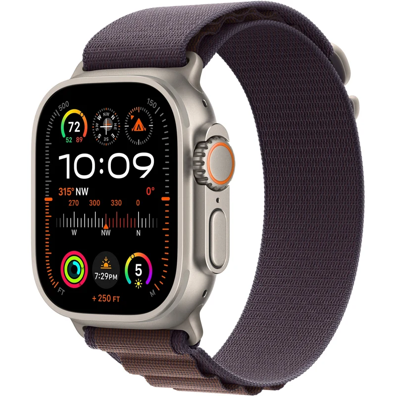 Apple Watch Ultra 2 (GPS + Cellular) 49 mm Titanium Case with Indigo Alpine Loop, Small