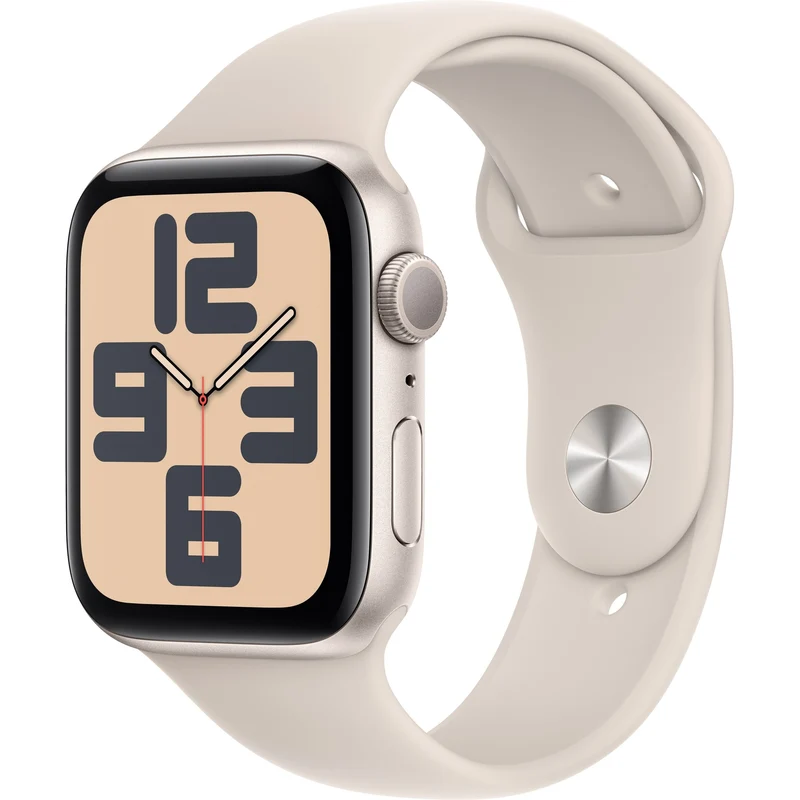 Apple Watch SE (GPS) 44 mm White Aluminum Case with White Sport Band, M/L
