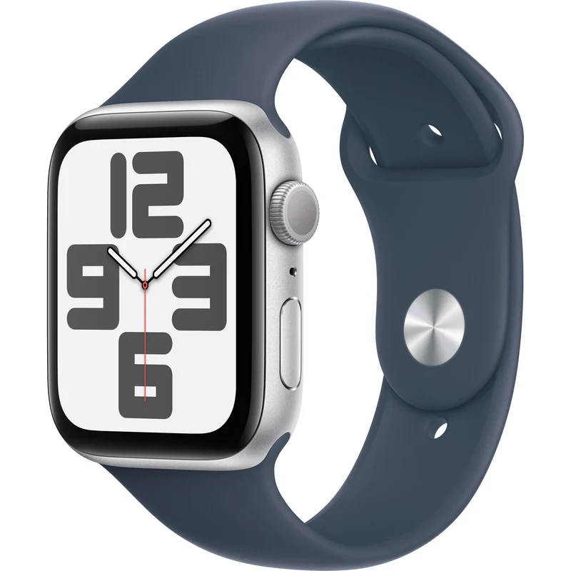 Apple Watch SE (GPS) 44 mm Silver Aluminum Case with Abyss Blue Sport Band, M/L