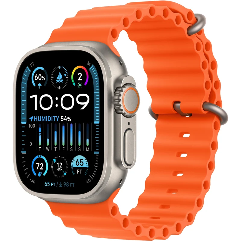 Apple Watch Ultra 2 (GPS + Cellular) 49 mm Titanium Case with Orange Ocean Band